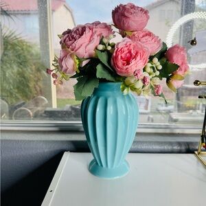 Ceramic Decor Flower Vase, Boho Minimalist Decor, 7.8" Vase (light Blue)
